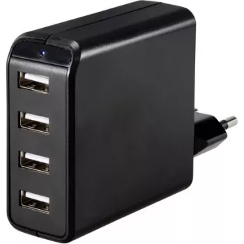 VOLTCRAFT UC-4AXX001 USB Charger 24 W 4x USB-A Black Indoor