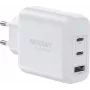 VOLTCRAFT UC-70W001 GaN USB Wall Charger 70W 2x USB-C PD 3.2 + 1x USB-A Fast Charge White VC-18791125