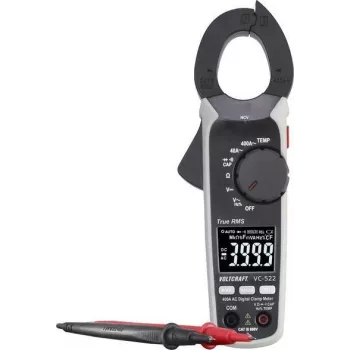 VOLTCRAFT VC-522 (ISO) Digital Clamp Meter, True RMS, CAT III 600V, 4000 Counts, ISO Calibrated, Measures AC/DC Voltage, AC Current, Resistance, Capacitance, Frequency, Temperature VC-9499265