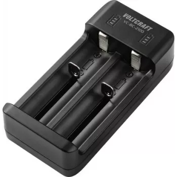 VOLTCRAFT VC-BC-2100 Universal Round Cell Charger for NiMH/NiCd and Li-Ion Batteries (AA, AAA, AAAA, C, 10440, 14500, 18650, 21700, 26650, 26700 and more) VC-17666030