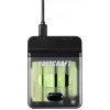 Voltcraft VC-BC4-PB1 2-in-1 NiMH Battery Charger & Power Bank for 4x AA/AAA, 500mA, USB-C Input, USB-A Output, Black