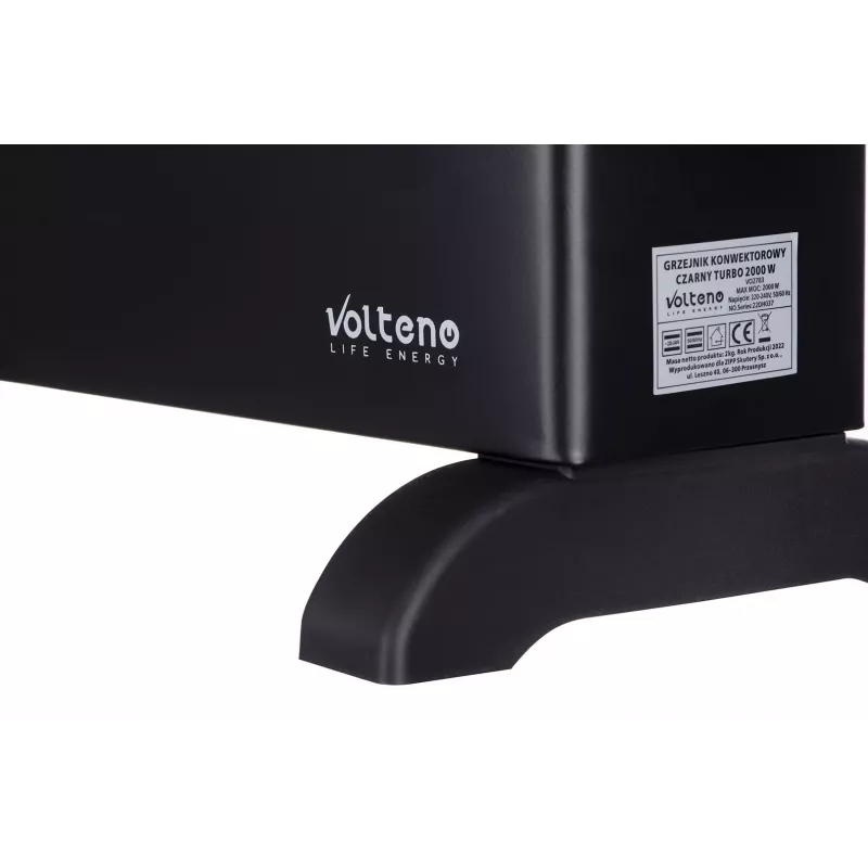 Volteno VO2783 Convector Heater 2000W - Fast Heating, Adjustable Thermostat, Overheat Protection, Freestanding, White