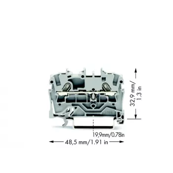 WAGO 2001-1201 Through Terminal Block, 1-Conductor, 800V, 24A, 2.5mm², Gray, Push-in CAGE CLAMP®