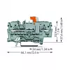 WAGO 2002-1671 2-Conductor Disconnect and Test Terminal Block with Push-in CAGE CLAMP, Gray