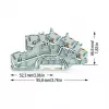 WAGO 2203-7545 3-Conductor Installation Terminal Block with Push-in CAGE CLAMP, L/L/PE, Grey/Green-Yellow
