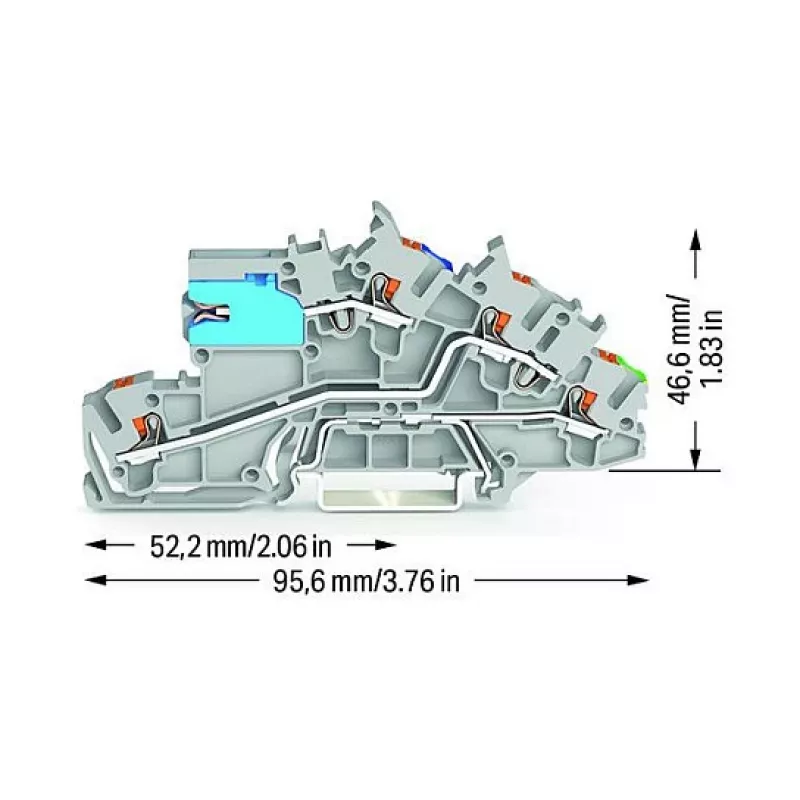 WAGO 2203-7641 Installation Multi-Level Terminal Block with N-Disconnect Slider, NT/L/PE, Grey