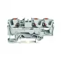 WAGO 2206-1301 3-Conductor Feedthrough Terminal Block with Push-Button, 6 mm², Grey