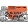 WAGO 221-413 COMPACT Splicing Connector, 3-Conductor, 0.2–4 mm², Transparent, 50-Pack