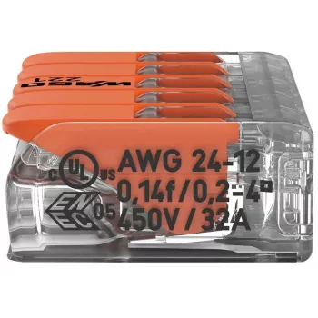 WAGO 221-415 COMPACT Splicing Connector for 5 Conductors, 0.2-4 mm², 25-Pack