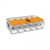 WAGO 221-615 5-Conductor Lever-Operated Compact Splicing Connector, 450 V, 32 A, Transparent/Orange