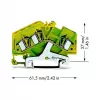 WAGO 281-637 3-Conductor Protective Earth Terminal Block, 4 mm², Green-Yellow