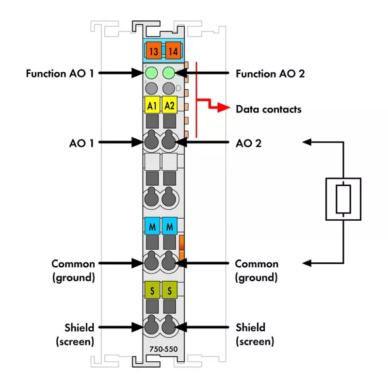 WAGO 750-550 2-Channel Analog Output Module 0-10V, Light Gray