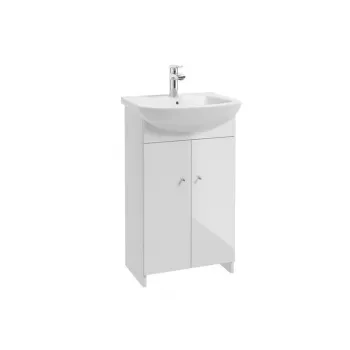 Wall-Hung Bathroom Vanity Set 50cm with Ceramic Basin, Chrome Mixer and Siphon, High-Gloss White