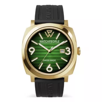 WATCHPEOPLE Women's Quartz Analog Watch 700988 (45mm) - Black Dial, Faux Leather Strap