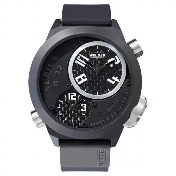 WELDER MAN K32-9202 50mm Men's Quartz Watch Black Dial Leather Strap