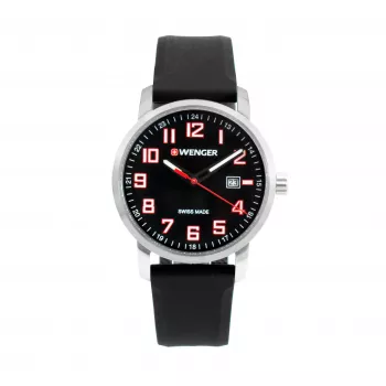 WENGER Men's Watch 19.041.127 42mm Swiss Quartz Chronograph Blue Dial Brown Leather