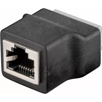 Wentronic 76737 RJ45 T-Adapter Splitter, 1x RJ45 Male to 2x RJ45 Female, 8-Pin, Black