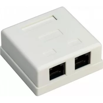 Wentronic Goobay 77633 Cat 6 Shielded Surface-Mount RJ45 Network Socket, 2-Port, White