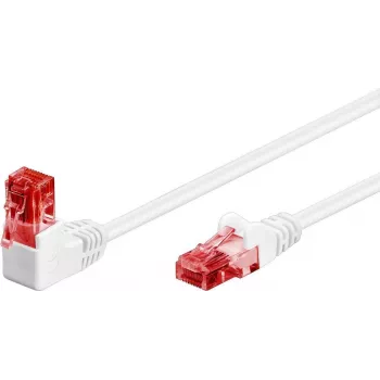 WENTRONIC Goobay CAT 6 Patch Cable 1x 90° Angled, U/UTP, White, 5 m - Top Latch, CCA Copper Clad Aluminum (51525)
