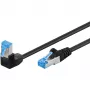 Wentronic Goobay CAT 6A S/FTP Patch Cable, RJ45 to RJ45 90° Angled, 0.5 m, Black, LSZH, Copper, 10 Gbps 51556