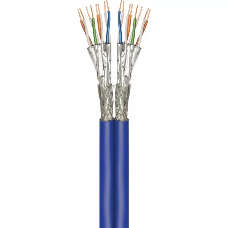 Wentronic Goobay CAT 7A Duplex Network Cable S/FTP PiMF Blue - Copper Conductor CU AWG 22/1 (75716)
