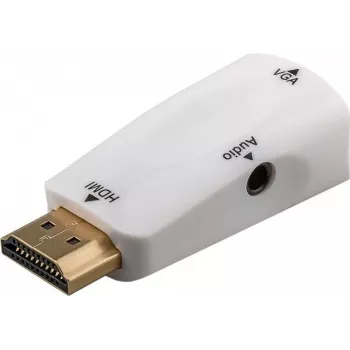 Wentronic Goobay Compact HDMI to VGA Adapter with Audio - HDMI Male to VGA Female + 3.5mm Jack, 1080p, Black 44793