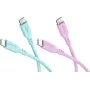 WENTRONIC Goobay Coral Crush Set 2x USB-C Silicone Cable, 1.5 m, Turquoise & Pink (81260)