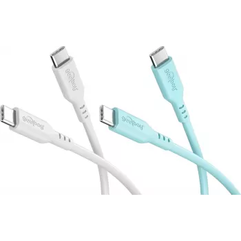WENTRONIC Goobay Crystal Lagoon Set 2x USB-C Silicone Cable, 1.5 m, White & Turquoise (81259)