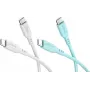 WENTRONIC Goobay Crystal Lagoon Set 2x USB-C Silicone Cable, 1.5 m, White & Turquoise (81259)