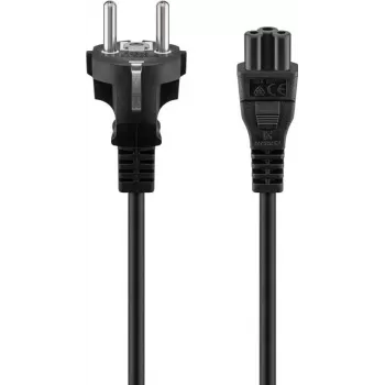 Wentronic Goobay Power Extension Cable, Schuko Plug to Schuko Socket, 1 m, Black, 16 A, 250 V, H05VV-F 3G1.5, Angled Plug, CE/VDE 57846