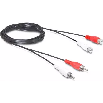Wentronic Goobay RCA Extension Cable, 2.5 m, 2x RCA Male to 2x RCA Female, Stereo Audio, Black 50026