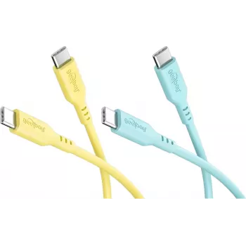 WENTRONIC Goobay Tropic Glow Set 2x USB-C Silicone Cable, 1.5 m, Yellow, Turquoise (81275)