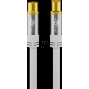 Wentronic Goobay TV Antenna Cable 1m White Gold-Plated 4x Shielded 135dB Coax Female to Male 70313