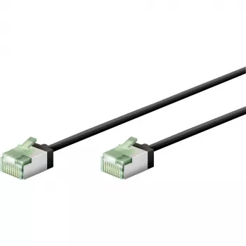 Wentronic Goobay Ultra-Flexible CAT 8.1 Slim S/FTP Patch Cable, Black, 0.25 m, 40 Gbps, Extra-Short Snagless RJ45 74355