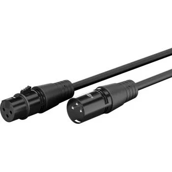 WENTRONIC Goobay XLR Cable 15 m – Balanced Microphone Cable, XLR 3-Pin Male to Female, Oxygen-Free Copper, Spiral Shielding, Black 80359