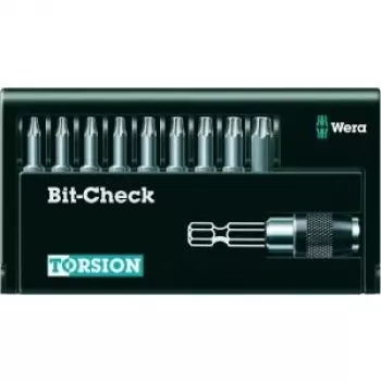 Wera 05056164001 9-Piece Torx Bit Set with Rapidaptor Holder, 1/4 inch Hex Drive, 25 mm Bits, TX8–TX40, Bit-Check Case