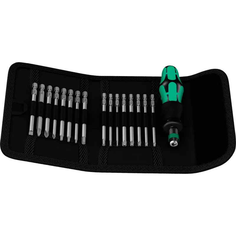 Wera 17-Piece Kraftform Kompakt 60 Bit Set, Slotted, Phillips, Pozidriv, TORX BO 05051042001