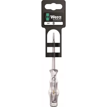 Wera 247 Voltage Tester Screwdriver, Slotted 0.5 x 3.0 x 70 mm, 150-250V AC, DIN VDE 0680-6, Kraftform Handle 05100100001