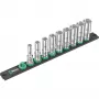 Wera 3/8 inch Drive Deep Socket Set on Magnetic Rail, 9-Piece, Metric, Black/Green