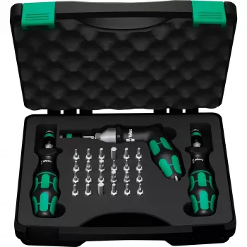 Wera 7445/46/47 Torque Screwdriver Set, 27-Piece (0.3-6.0 Nm) with Rapidaptor Bit Holder, Textile Box 05350451001