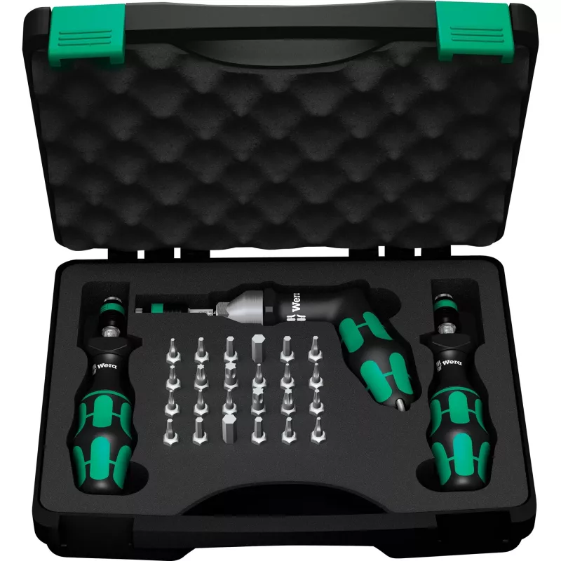 Wera 7445/46/47 Torque Screwdriver Set, 27-Piece (0.3-6.0 Nm) with Rapidaptor Bit Holder, Textile Box 05350451001