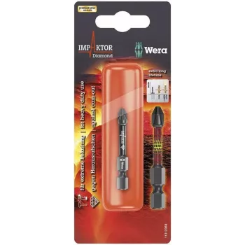 Wera 855/4 IMP DC PoziDriv PZ1 Diamond Coated Impact Bit, 1/4 inch Hex, 50 mm 05073961001