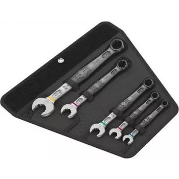 Wera Joker 6003 5 Imperial Set 1 Combination Wrench Set, 5 Pieces, 5/16 inch–9/16 inch, Chrome Molybdenum, Nickel-Chrome, Textile Pouch 05020240001