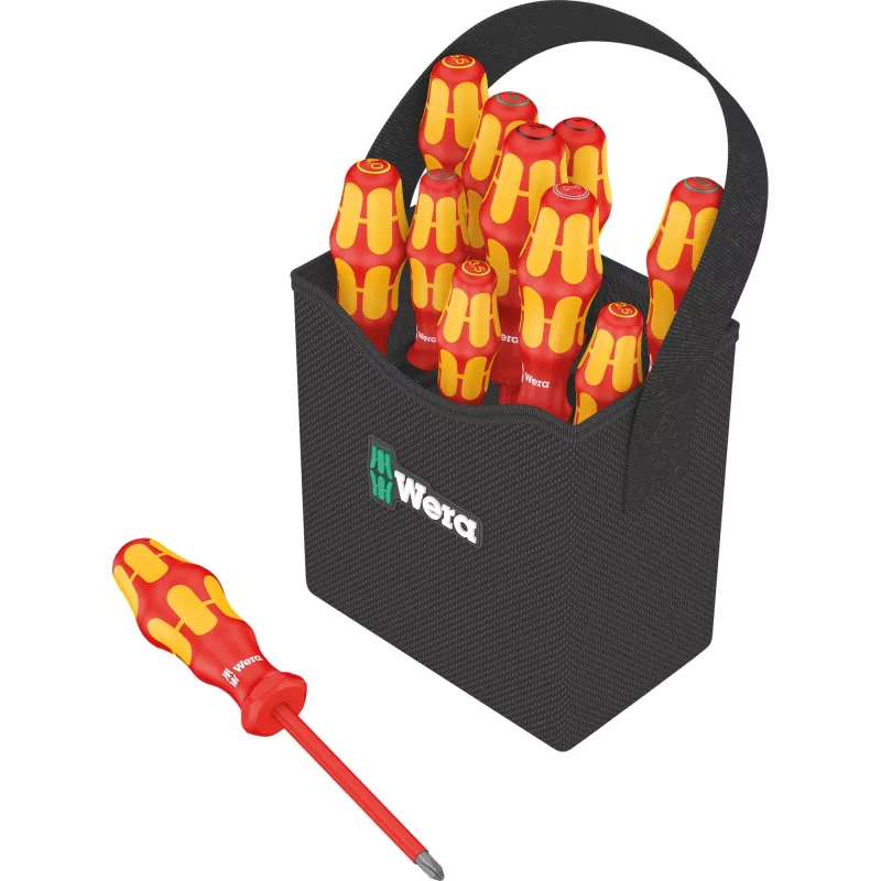 Wera Kraftform 2go 100 Screwdriver Bit Set, 11-Piece, Phillips, Pozidriv, Torx, 25 mm Bits, with Rapidaptor Bit Holder and Textile Pouch 05004310001
