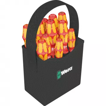 Wera Kraftform 2go 100 Screwdriver Bit Set, 11-Piece, Phillips, Pozidriv, Torx, 25 mm Bits, with Rapidaptor Bit Holder and Textile Pouch 05004310001