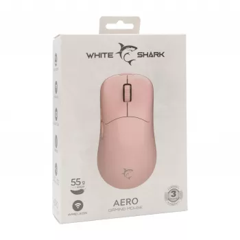 White Shark AERO PINK Wireless Gaming Mouse (Pink, 10000 DPI, 2.4GHz/USB-C)