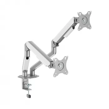 White Shark AKHENATEN-II GMS-3212 Dual Monitor Mount – Gas Spring, Desk Clamp/Grommet, 17-32 inch, 9kg per arm, Black