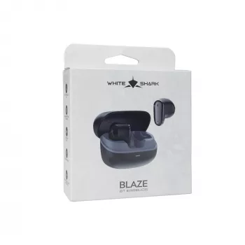White Shark BLAZE-B GEB-TWS-201 True Wireless Bluetooth 5.1 In-Ear Headphones with Charging Case, IPX4 Water Resistance, Touch Control, Black