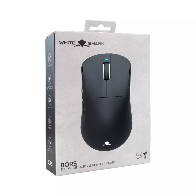 White Shark BORS-B WGM-5021 Wireless Gaming Mouse, 12000 DPI, 2.4GHz, RGB, Black