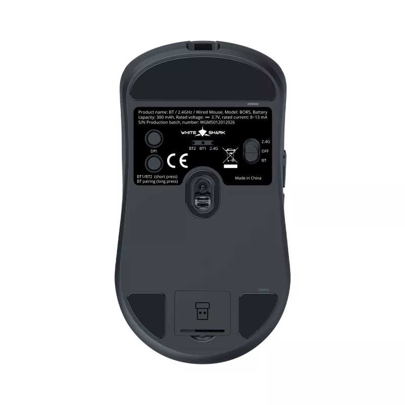 White Shark BORS-B WGM-5021 Wireless Gaming Mouse, 12000 DPI, 2.4GHz, RGB, Black